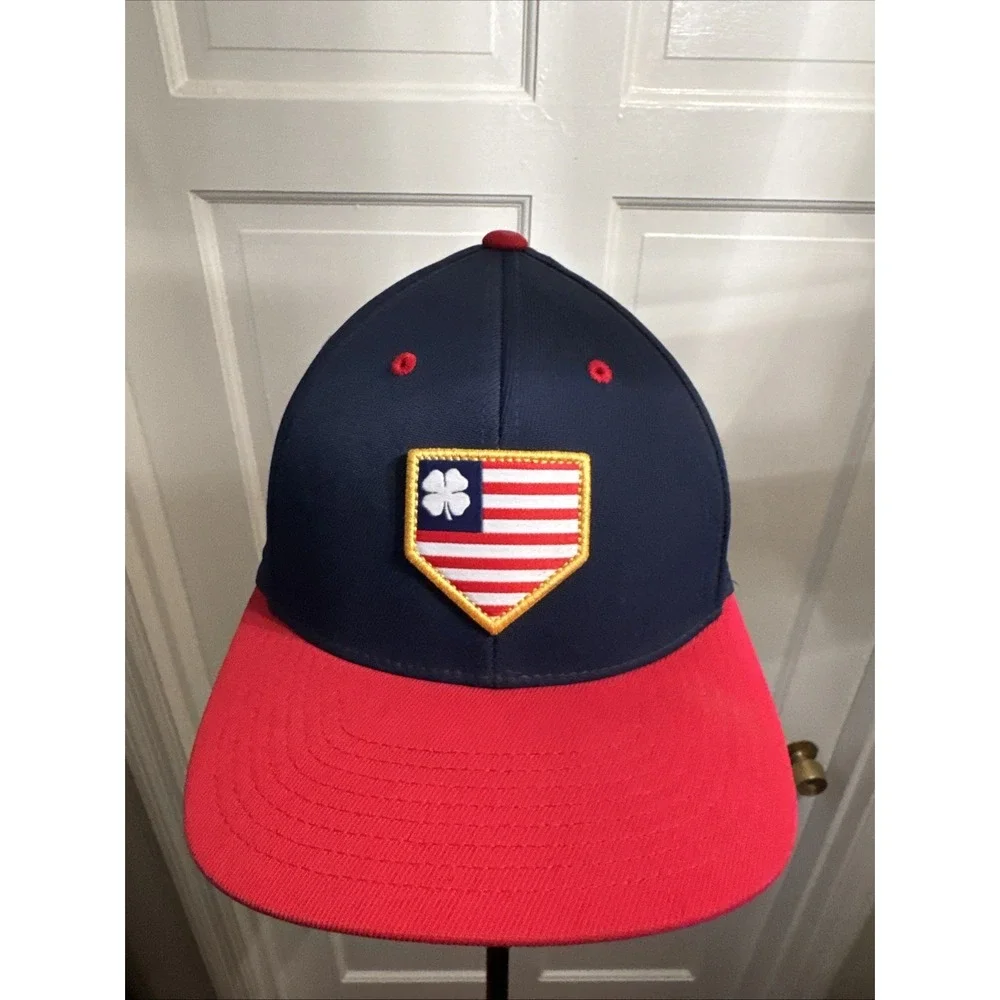 Black Clover x Rawlings Navy Blue Red Stretch Fitted Hat Cap Sz S/M